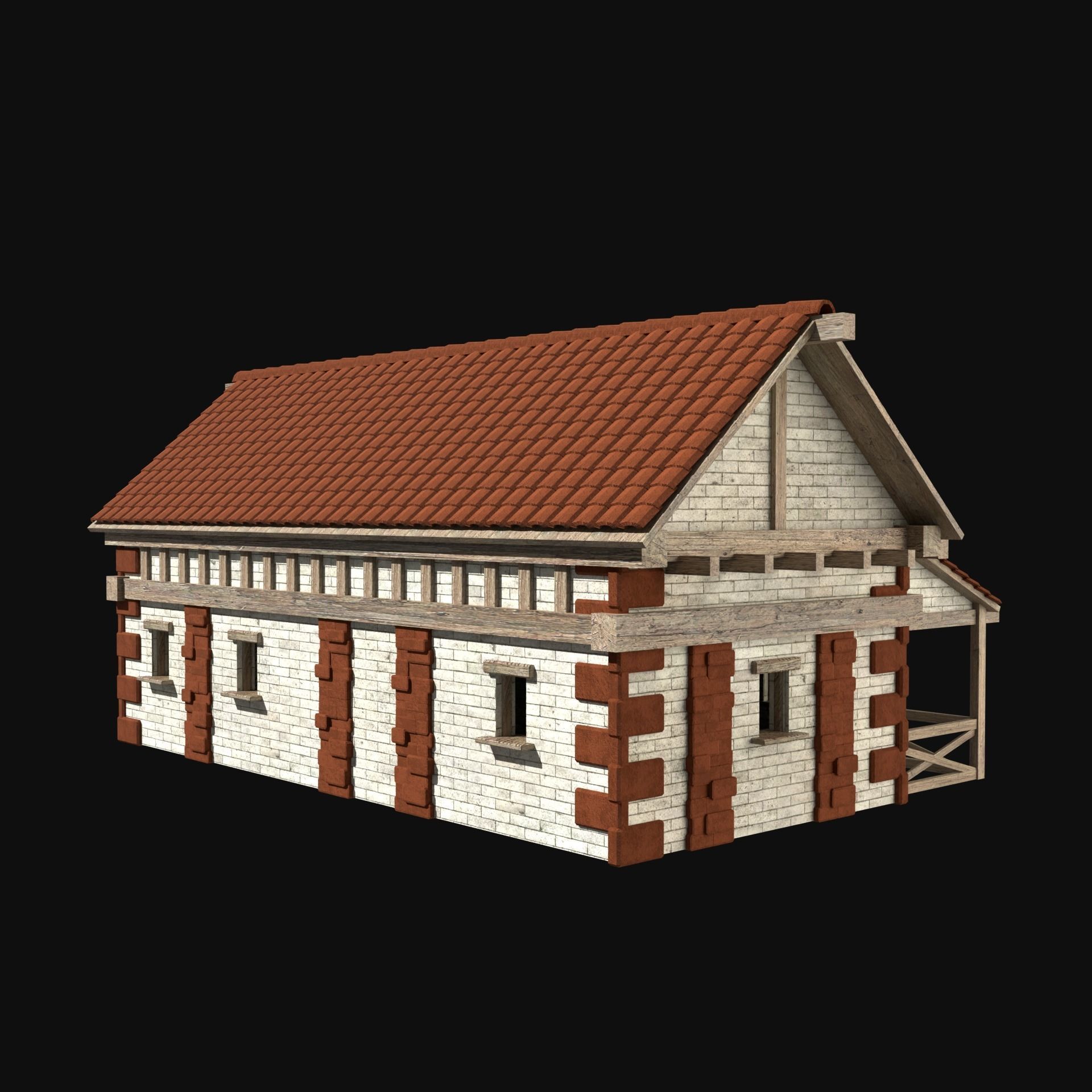ROMAN ANCIENT GREEK STONE ROME HOUSE HUT BUILDING COLLECTION Low-poly 3D model_29