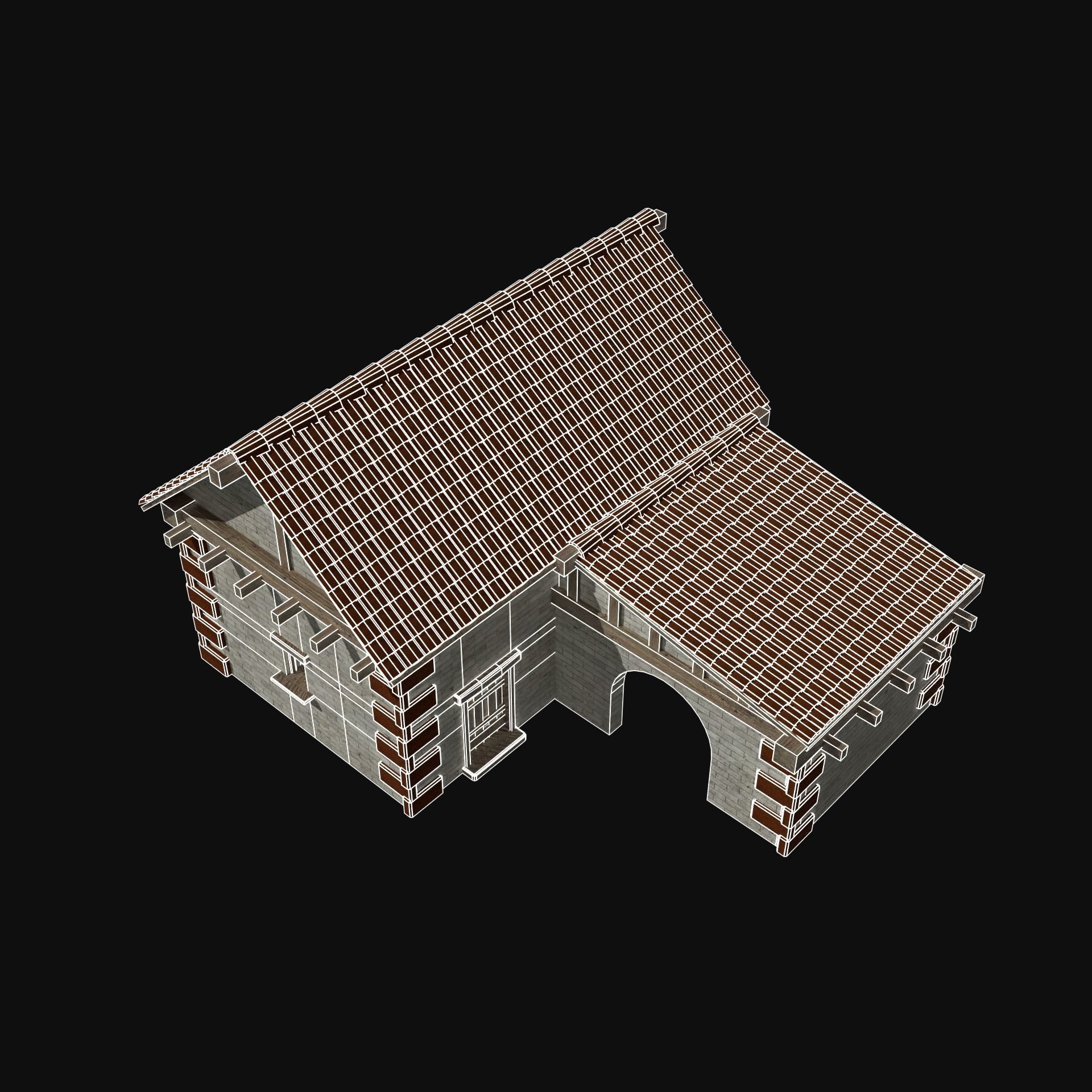 ROMAN ANCIENT GREEK STONE ROME HOUSE HUT BUILDING COLLECTION Low-poly 3D model_40