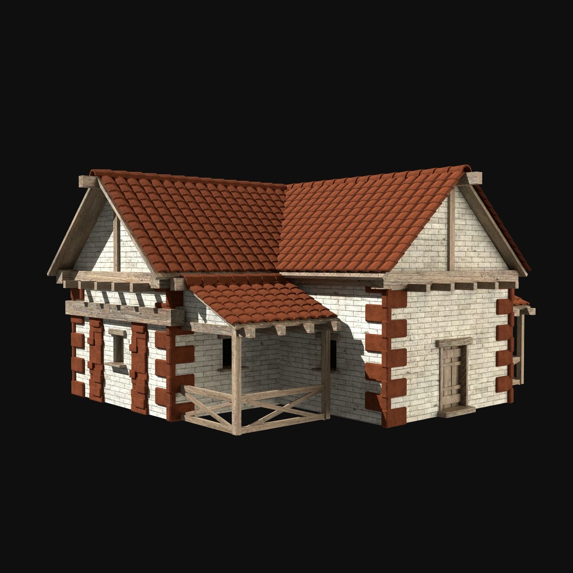 ROMAN ANCIENT GREEK STONE ROME HOUSE HUT BUILDING COLLECTION Low-poly 3D model_8