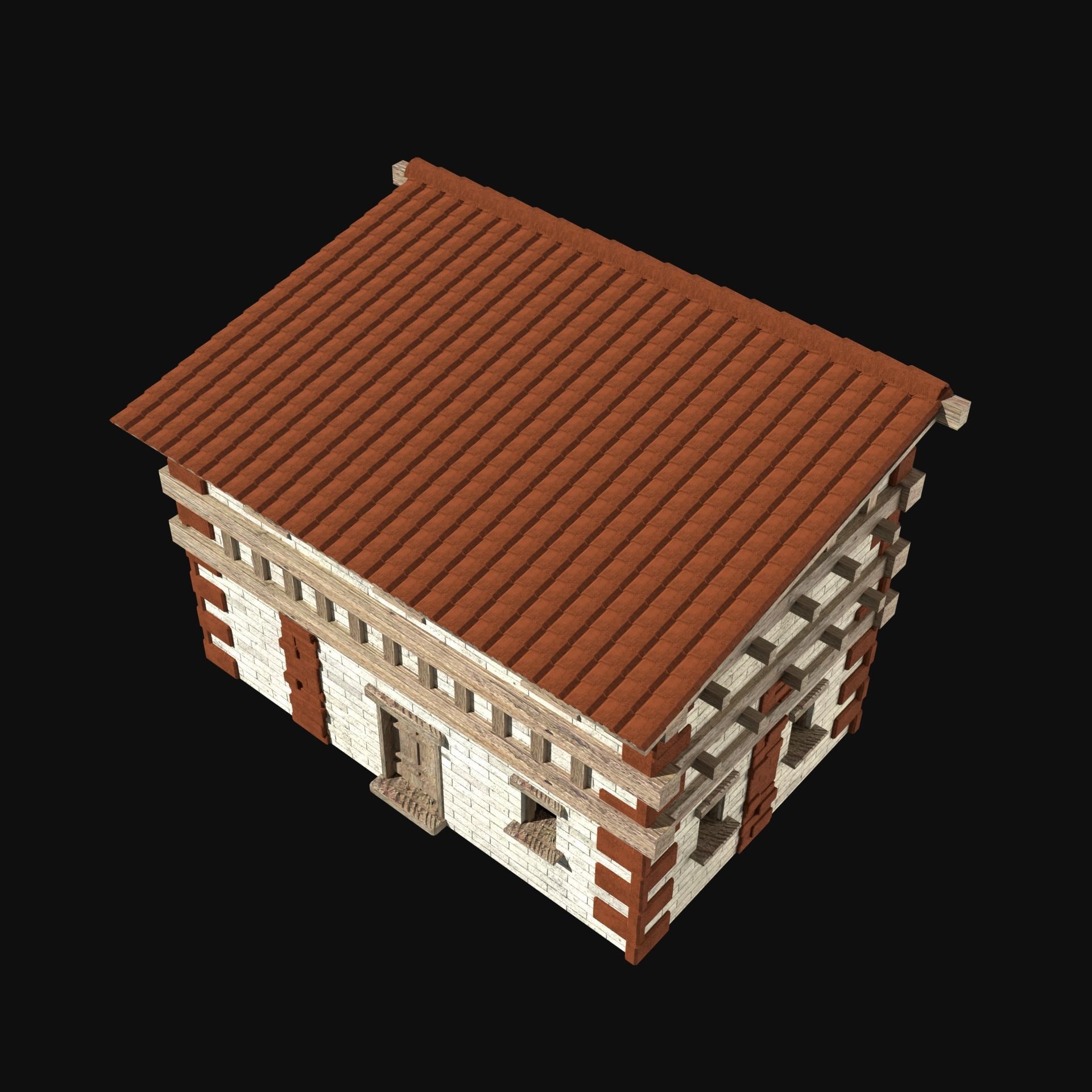 ROMAN ANCIENT GREEK STONE ROME HOUSE HUT BUILDING COLLECTION Low-poly 3D model_39
