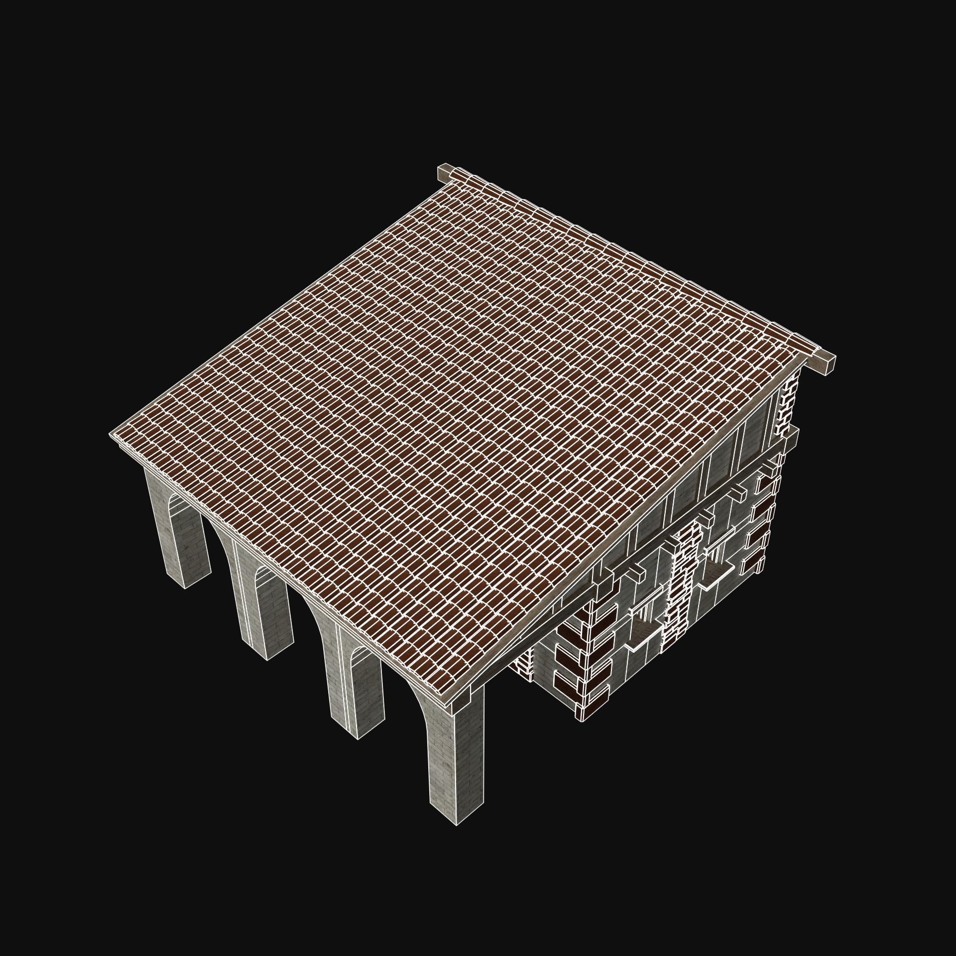 ROMAN ANCIENT GREEK STONE ROME HOUSE HUT BUILDING COLLECTION Low-poly 3D model_41