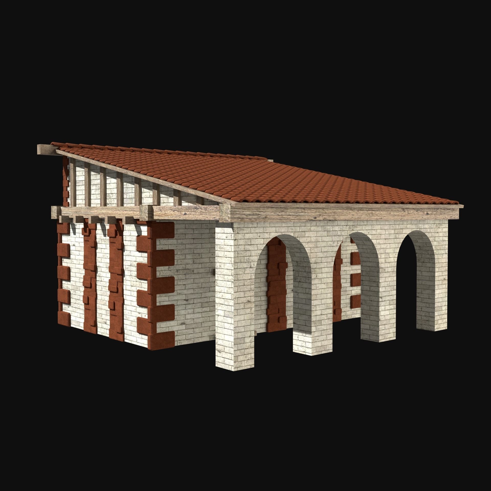 ROMAN ANCIENT GREEK STONE ROME HOUSE HUT BUILDING COLLECTION Low-poly 3D model_2