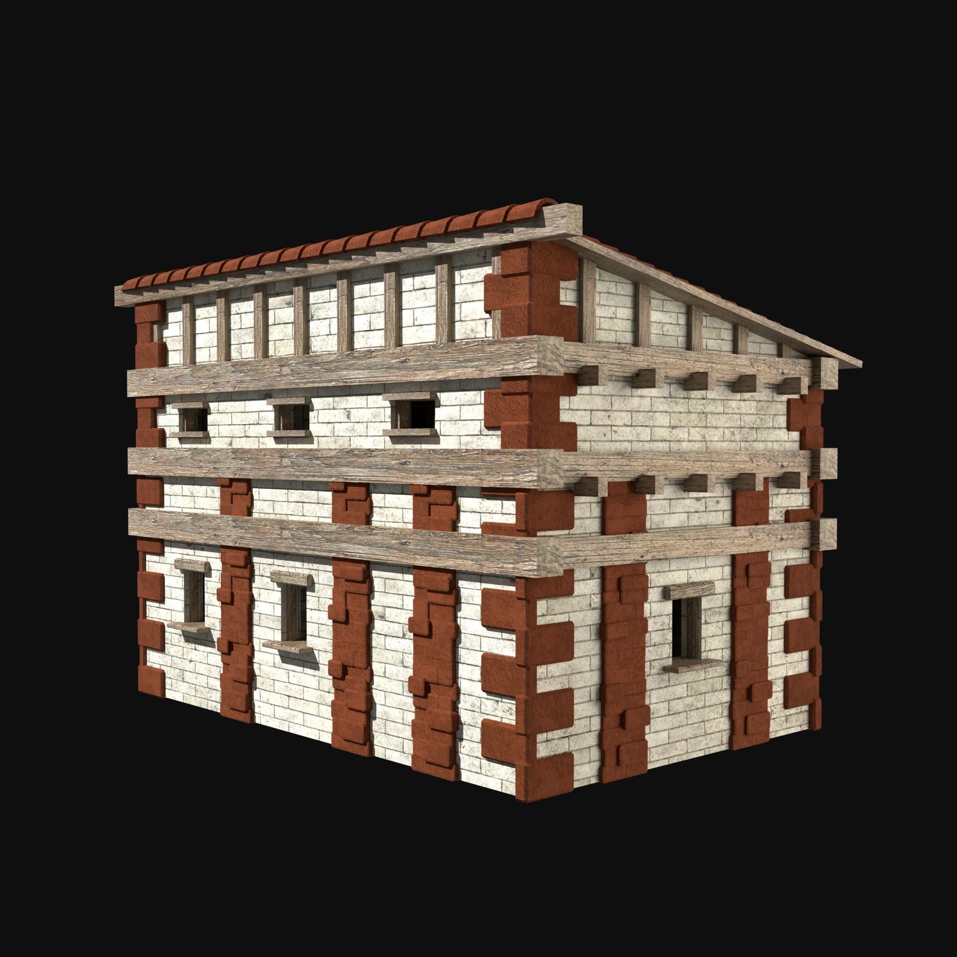 ROMAN ANCIENT GREEK STONE ROME HOUSE HUT BUILDING COLLECTION Low-poly 3D model_30