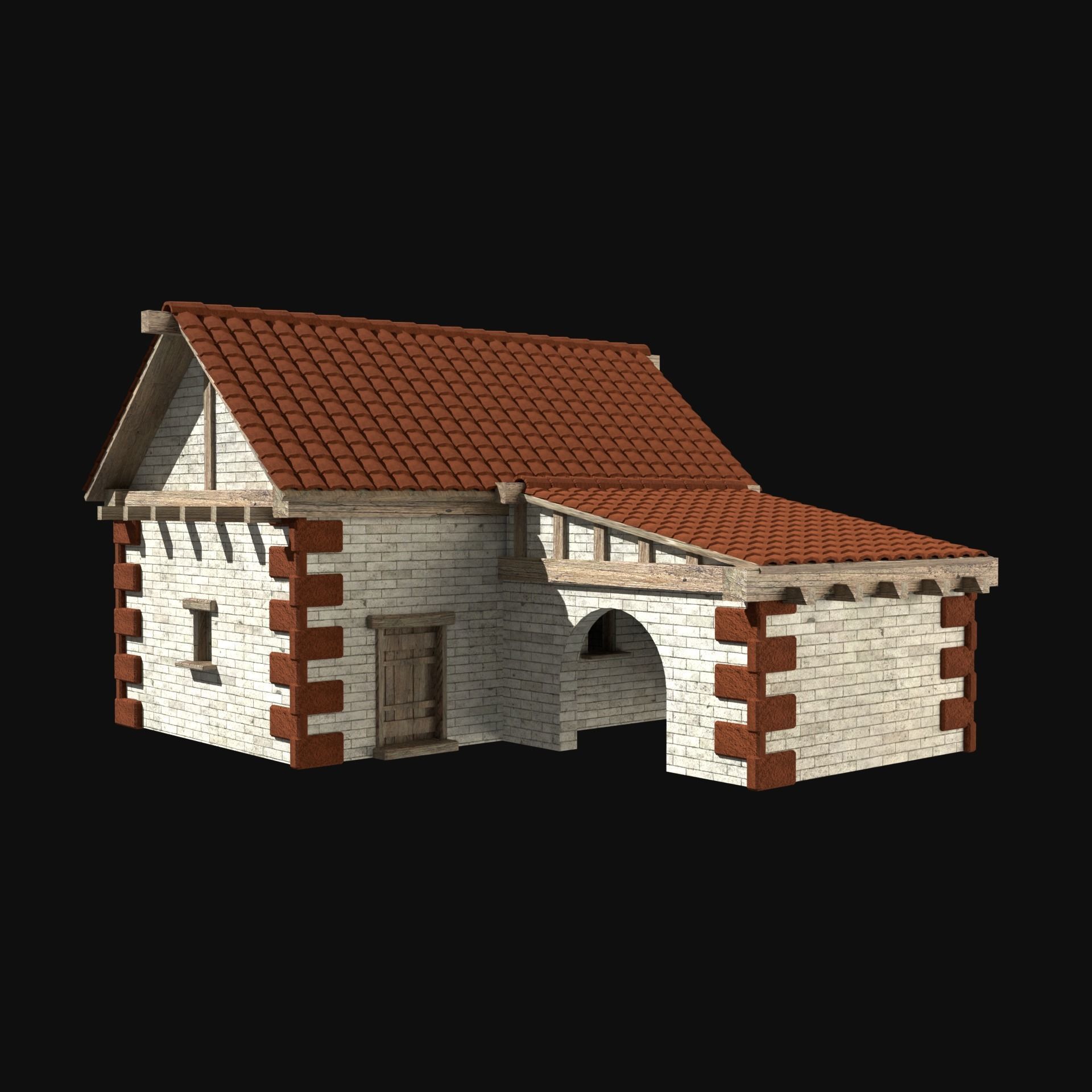 ROMAN ANCIENT GREEK STONE ROME HOUSE HUT BUILDING COLLECTION Low-poly 3D model_1