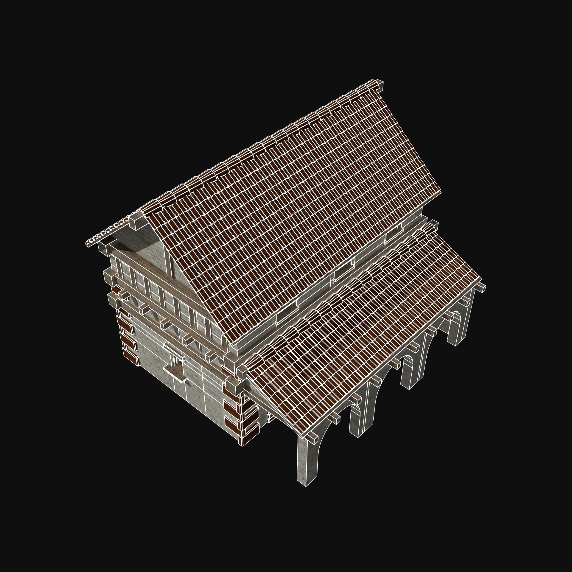 ROMAN ANCIENT GREEK STONE ROME HOUSE HUT BUILDING COLLECTION Low-poly 3D model_46