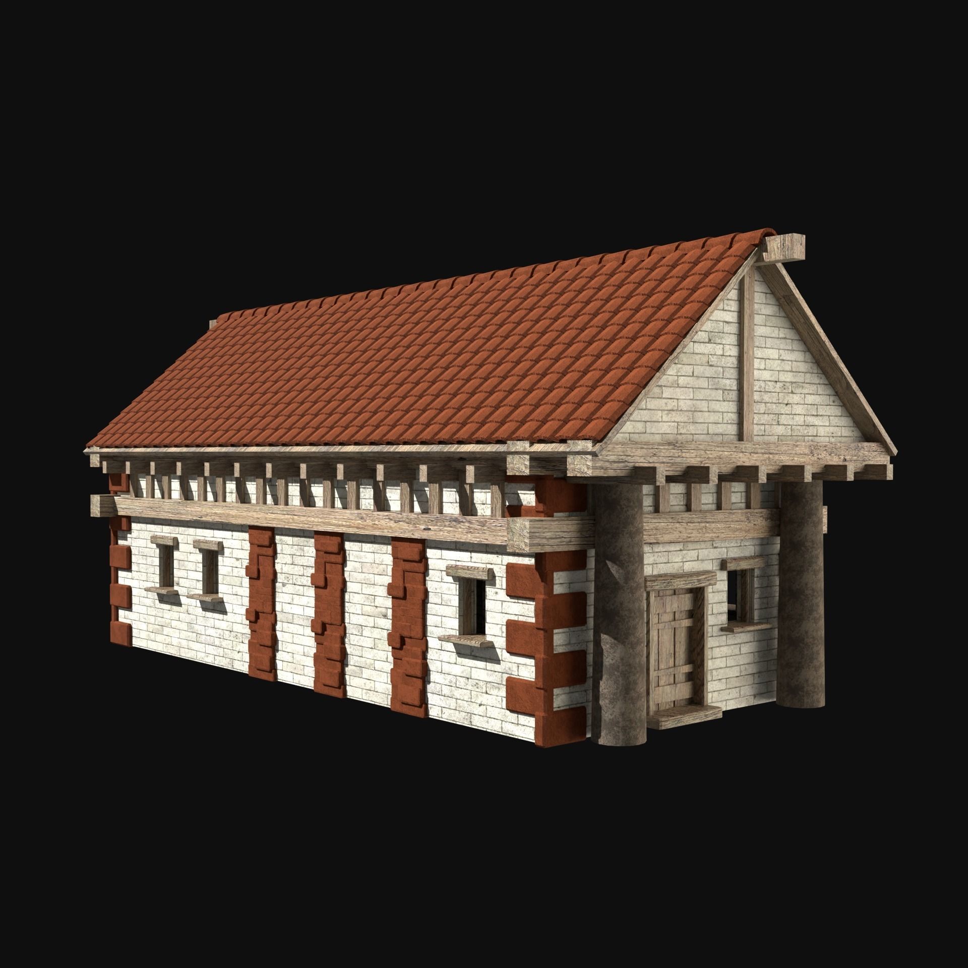 ROMAN ANCIENT GREEK STONE ROME HOUSE HUT BUILDING COLLECTION Low-poly 3D model_6