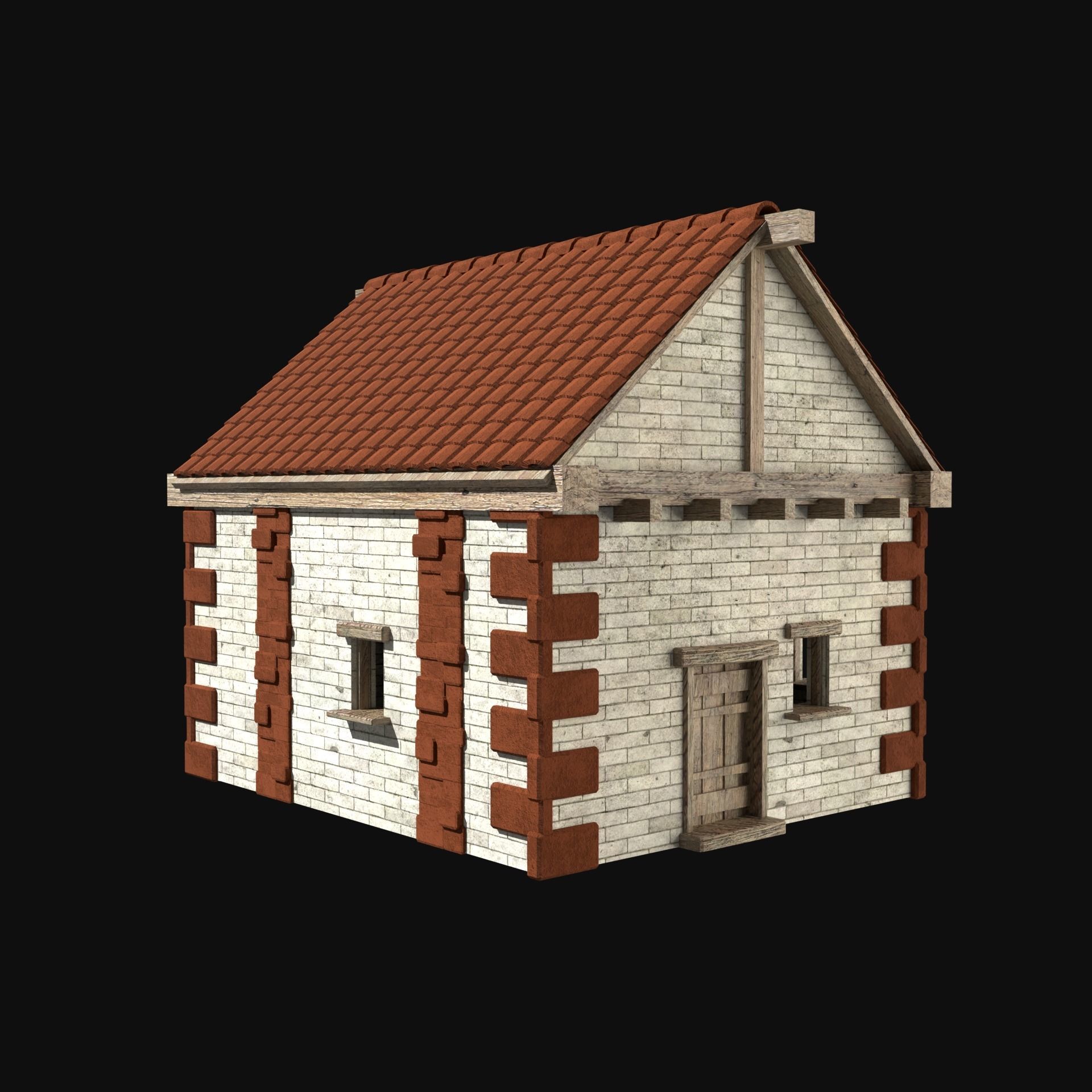 ROMAN ANCIENT GREEK STONE ROME HOUSE HUT BUILDING COLLECTION Low-poly 3D model_4