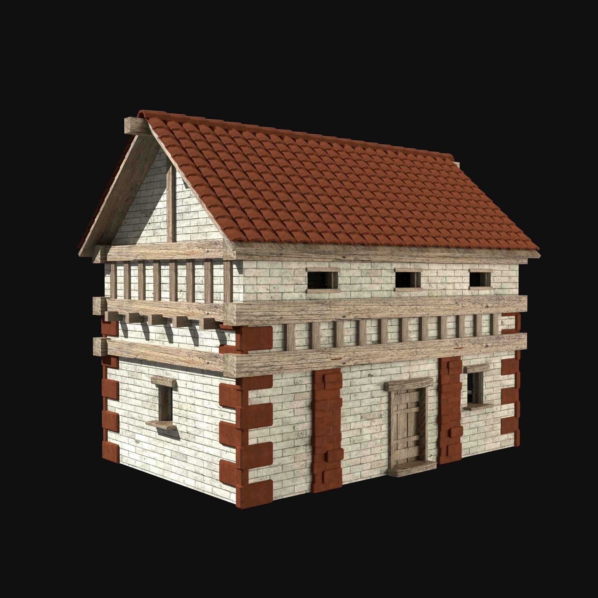 ROMAN ANCIENT GREEK STONE ROME HOUSE HUT BUILDING COLLECTION Low-poly 3D model_5