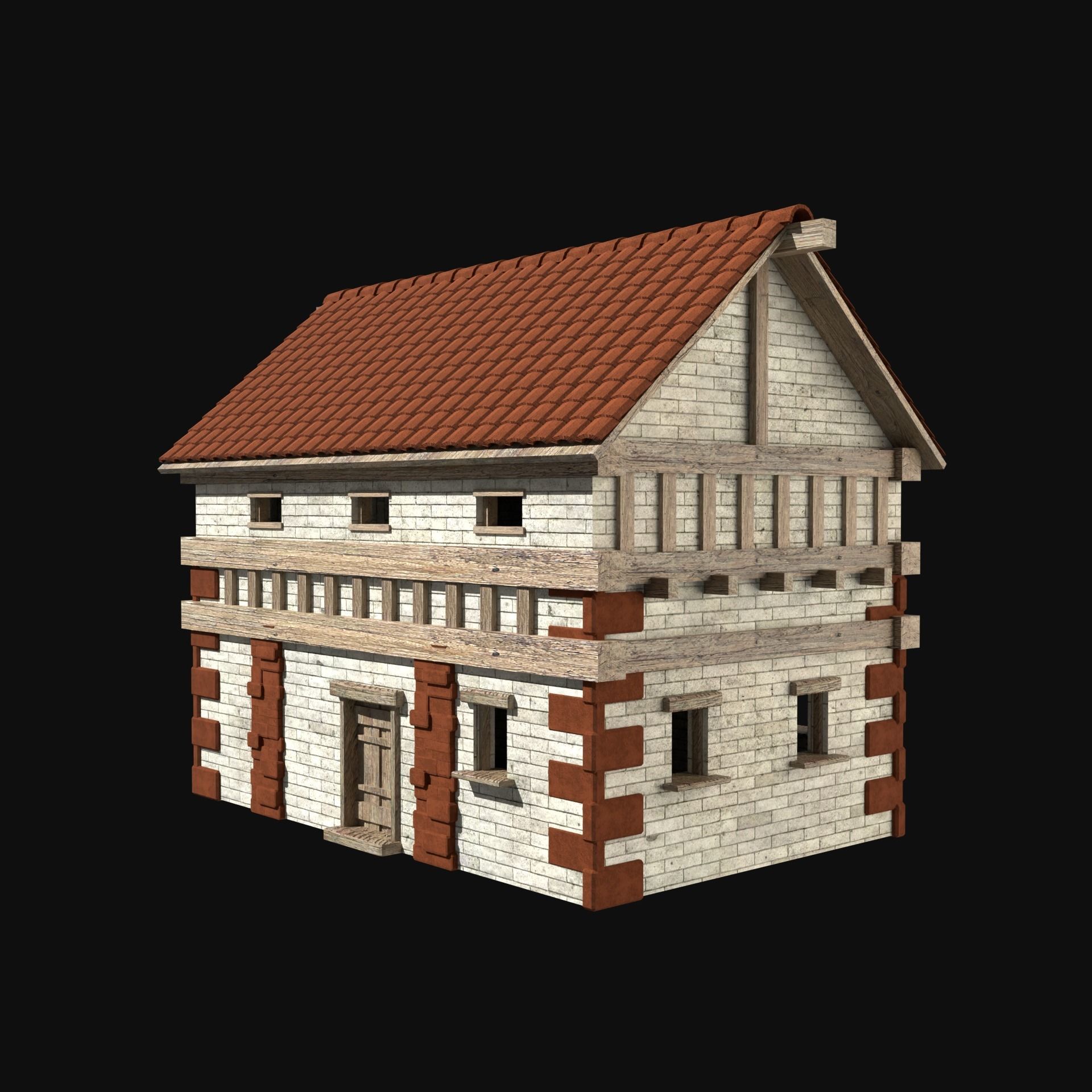 ROMAN ANCIENT GREEK STONE ROME HOUSE HUT BUILDING COLLECTION Low-poly 3D model_16