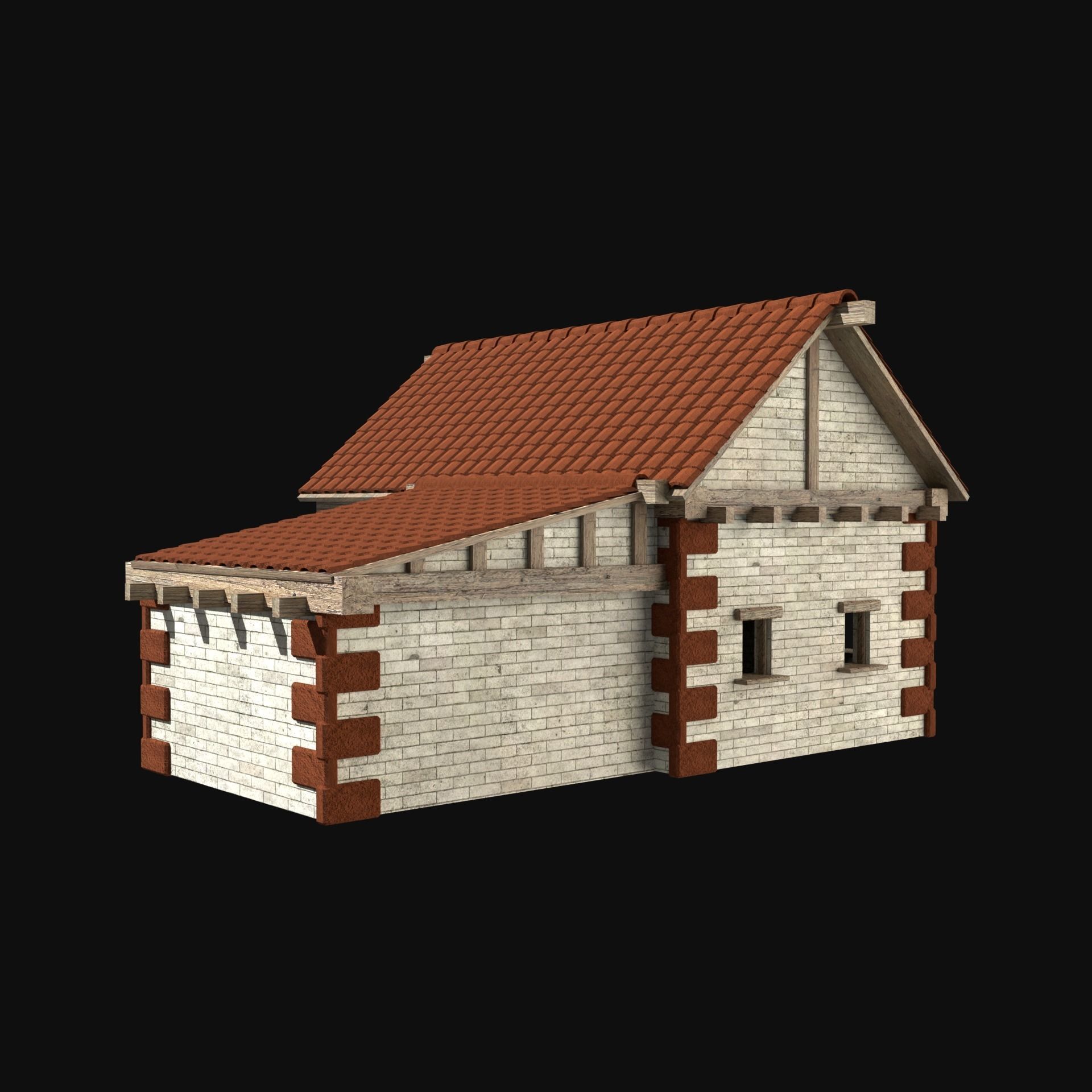 ROMAN ANCIENT GREEK STONE ROME HOUSE HUT BUILDING COLLECTION Low-poly 3D model_12