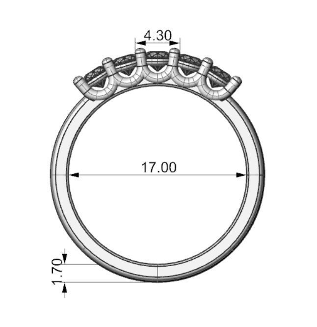 36 Ring with 5 Stone 3D print model_2