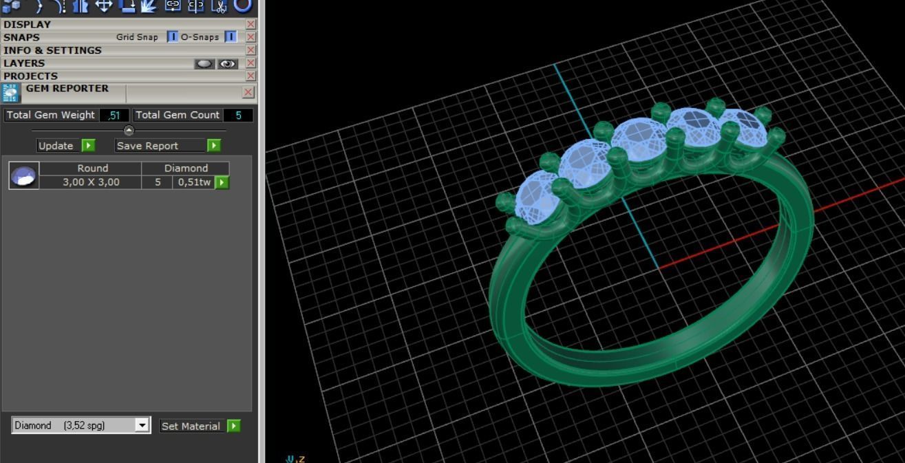 36 Ring with 5 Stone 3D print model_3