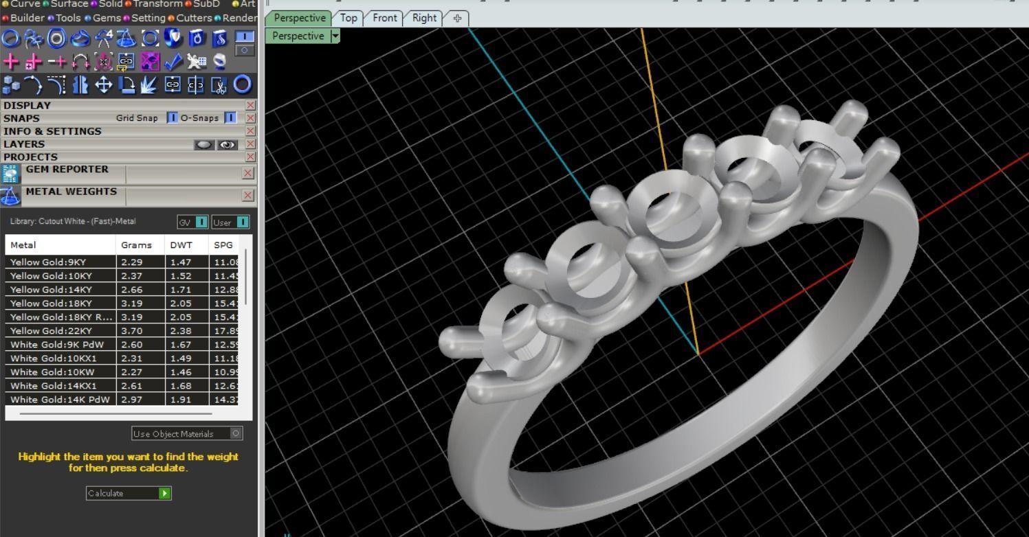 36 Ring with 5 Stone 3D print model_5