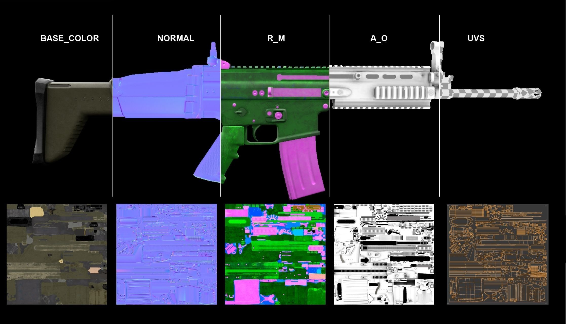 FN SCAR L RIFLE PBR Low-poly 3D model_6