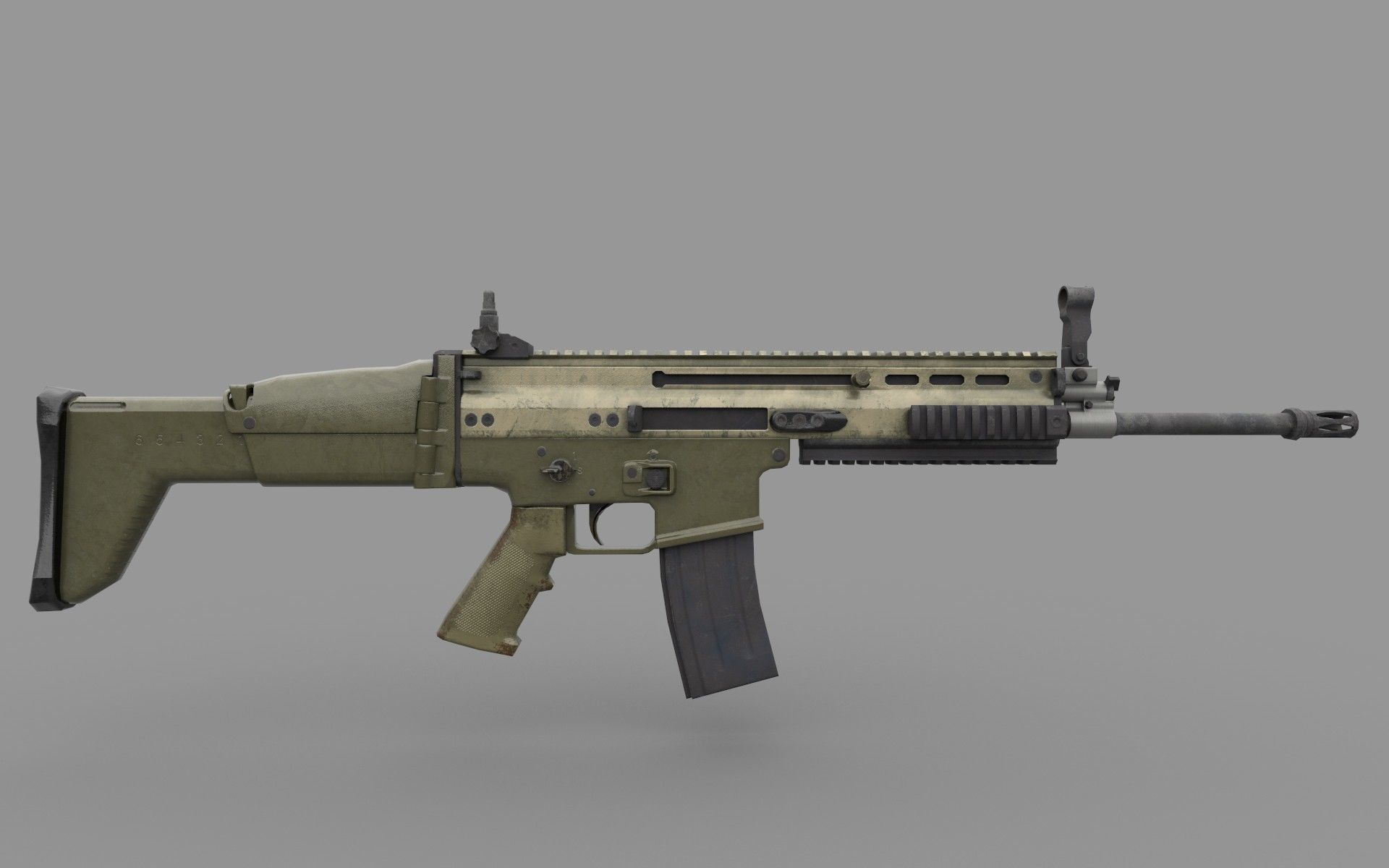FN SCAR L RIFLE PBR Low-poly 3D model_1