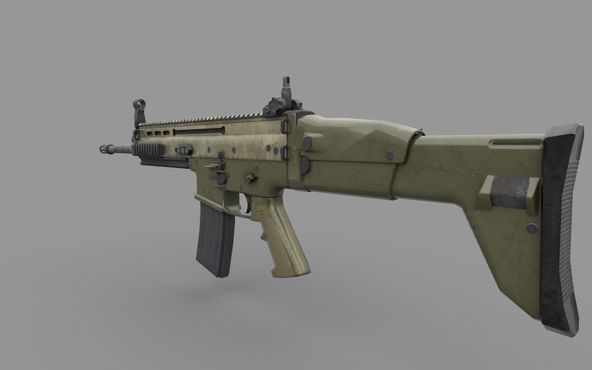 FN SCAR L RIFLE PBR Low-poly 3D model_4