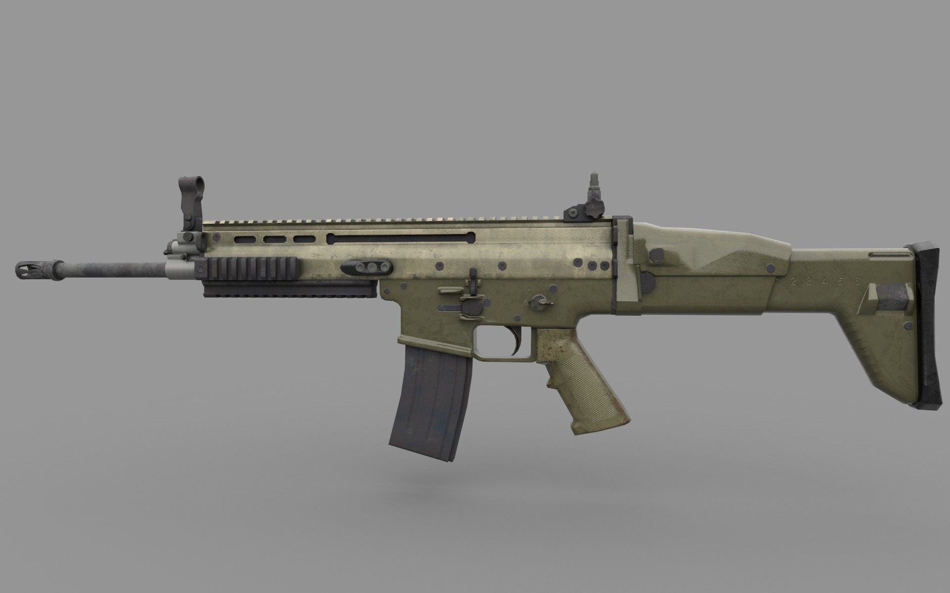 FN SCAR L RIFLE PBR Low-poly 3D model_5