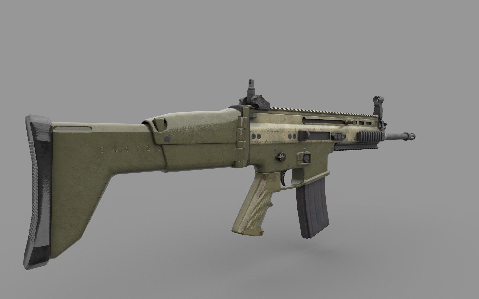 FN SCAR L RIFLE PBR Low-poly 3D model_2