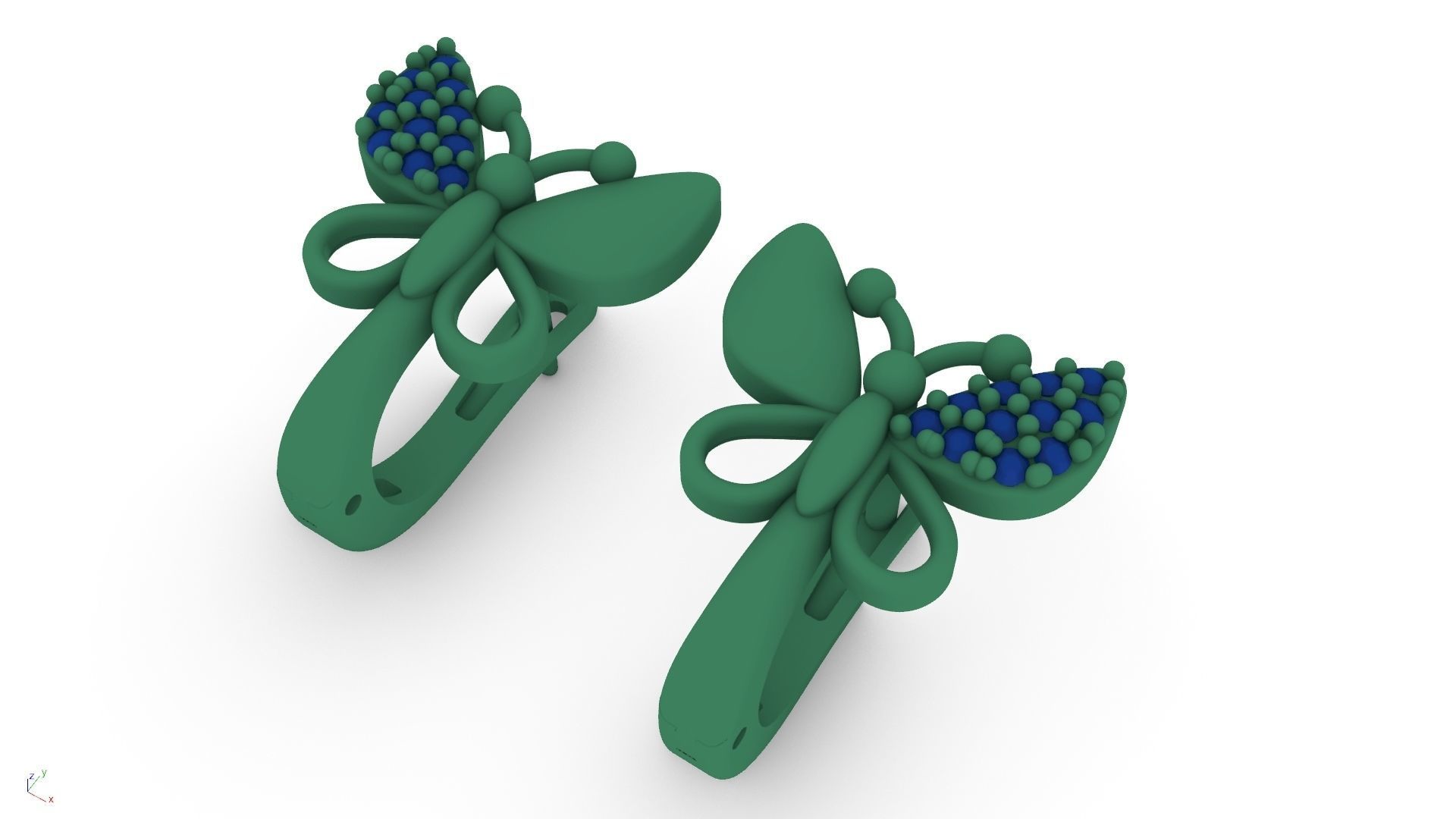 3dm stl butterfly earring printable jewelry model 3D model  3D print model_5