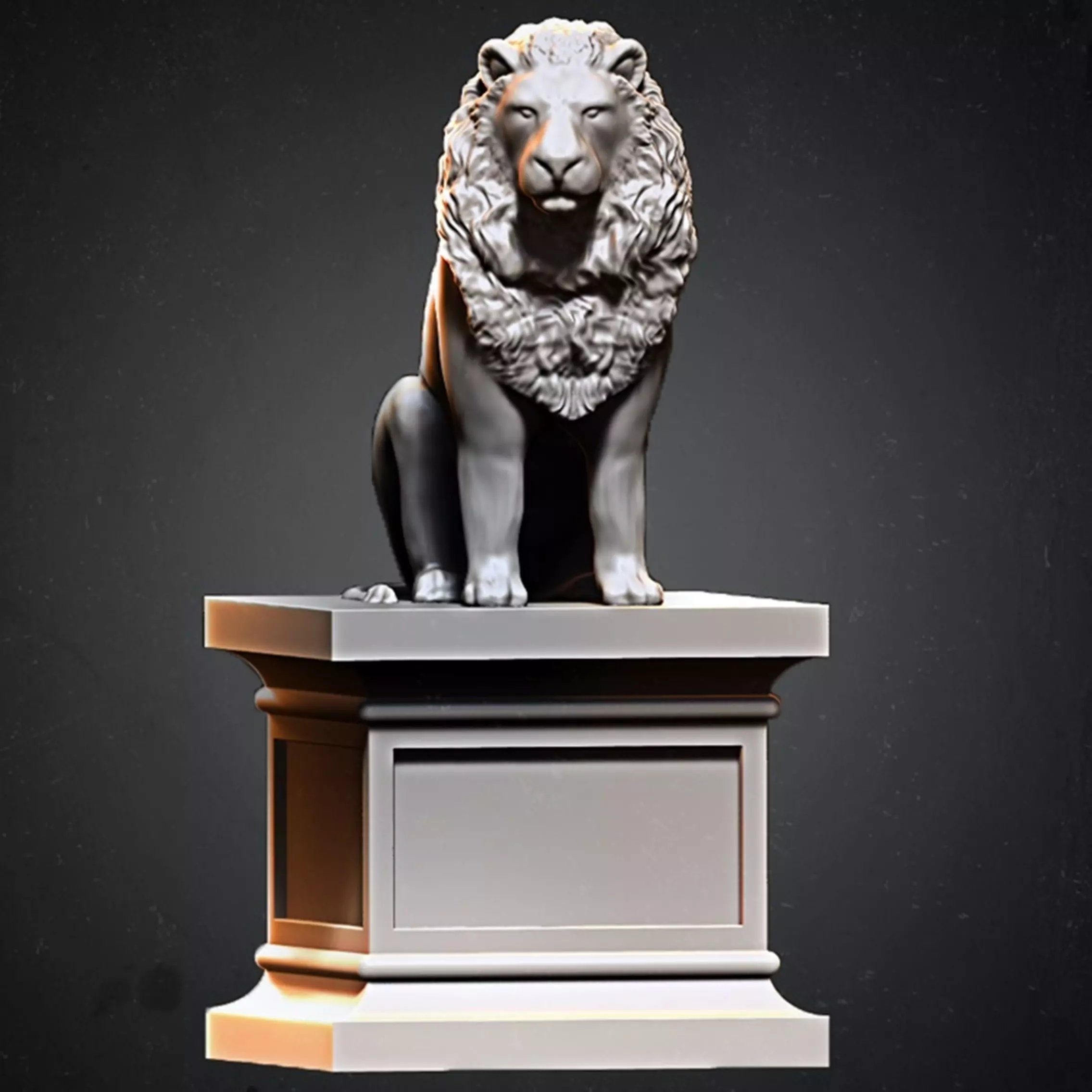 Sitting Lion Sculpture 3D print model