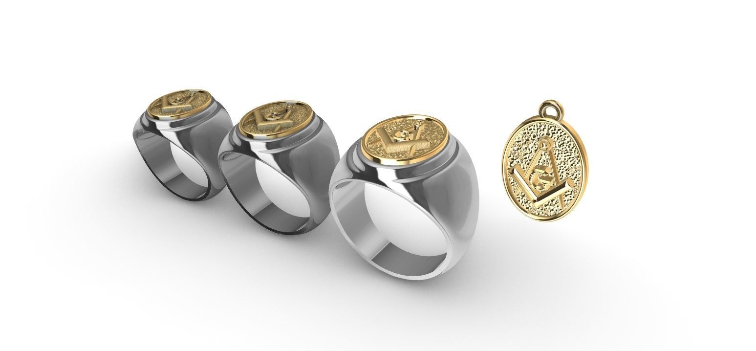Masonic Compass Ring  and Bonus  3D print model_13
