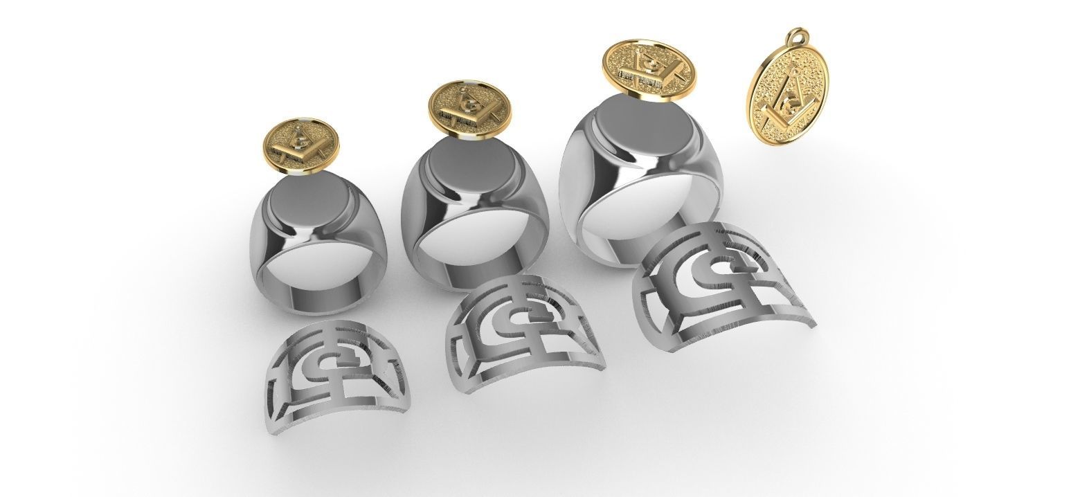 Masonic Compass Ring  and Bonus  3D print model_4