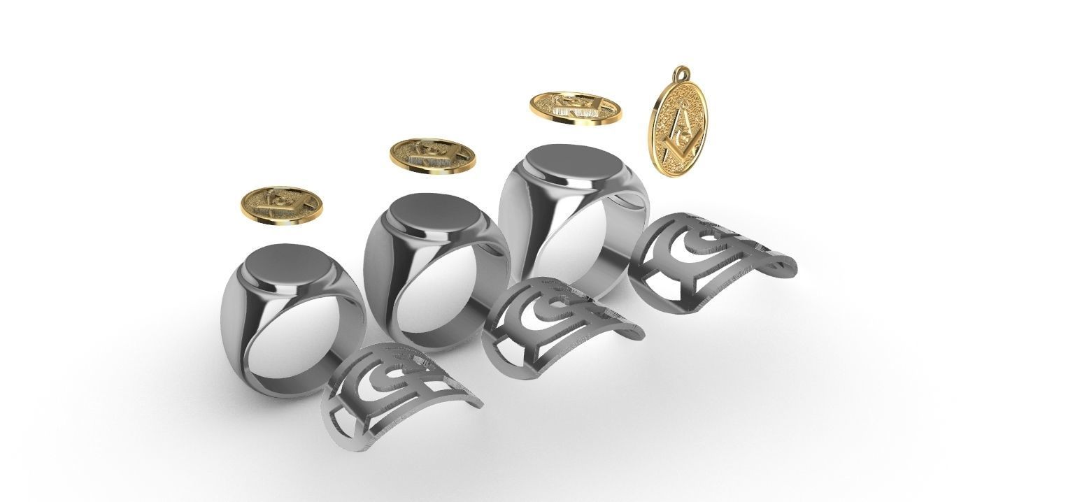 Masonic Compass Ring  and Bonus  3D print model_15