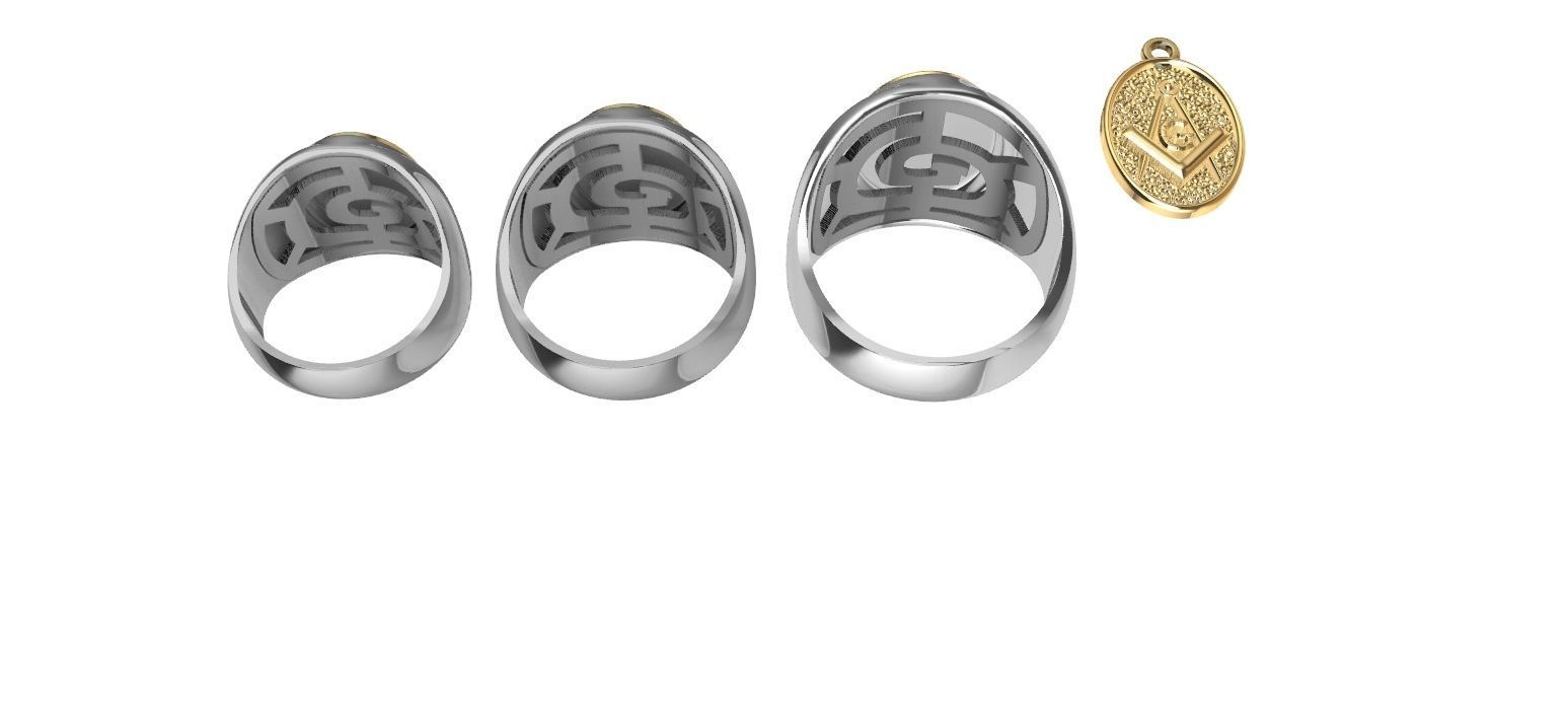 Masonic Compass Ring  and Bonus  3D print model_14