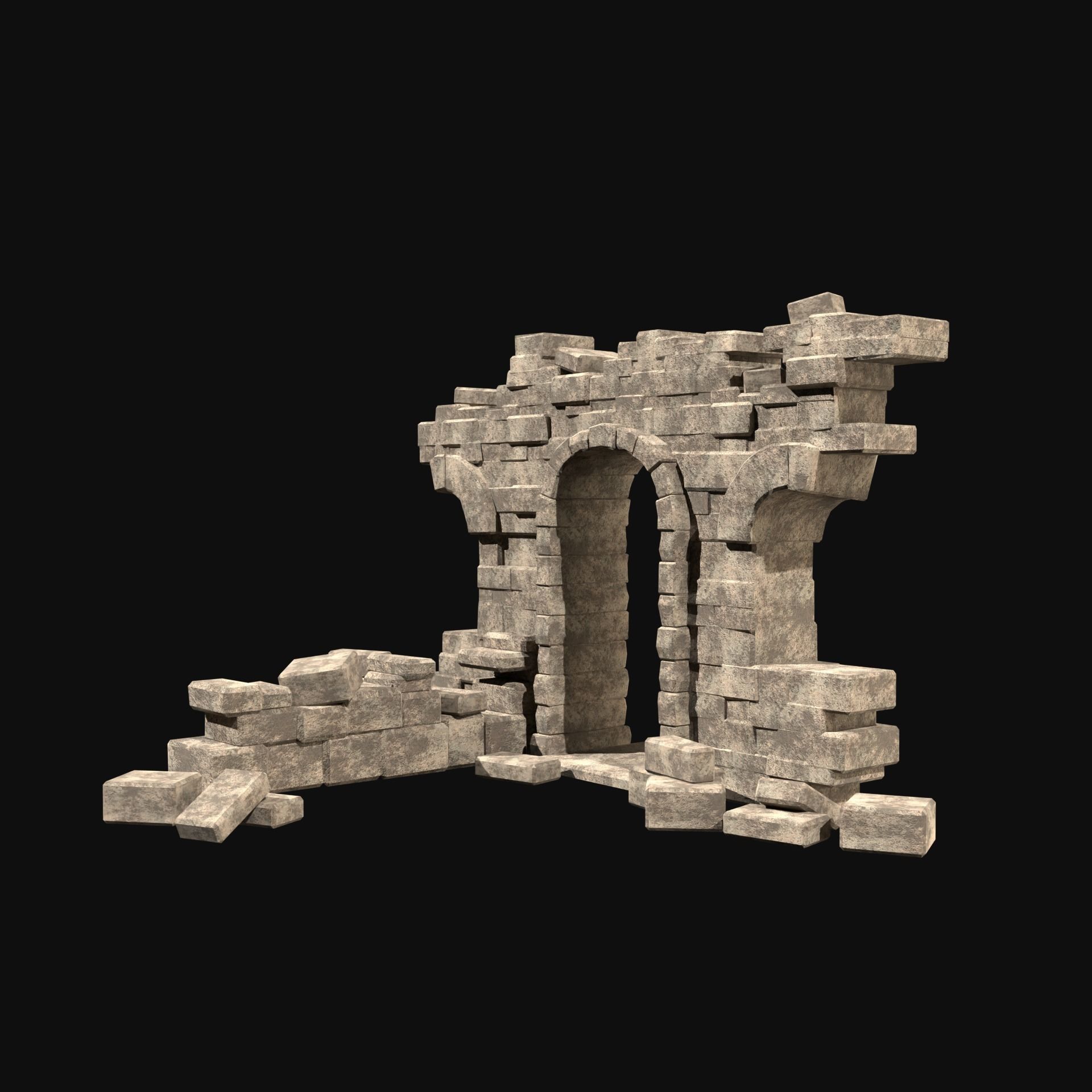 MEDIEVAL ANCIENT CASTLE RUIN RUINS WALLS TOWER WALL COLLECTION Low-poly 3D model_24