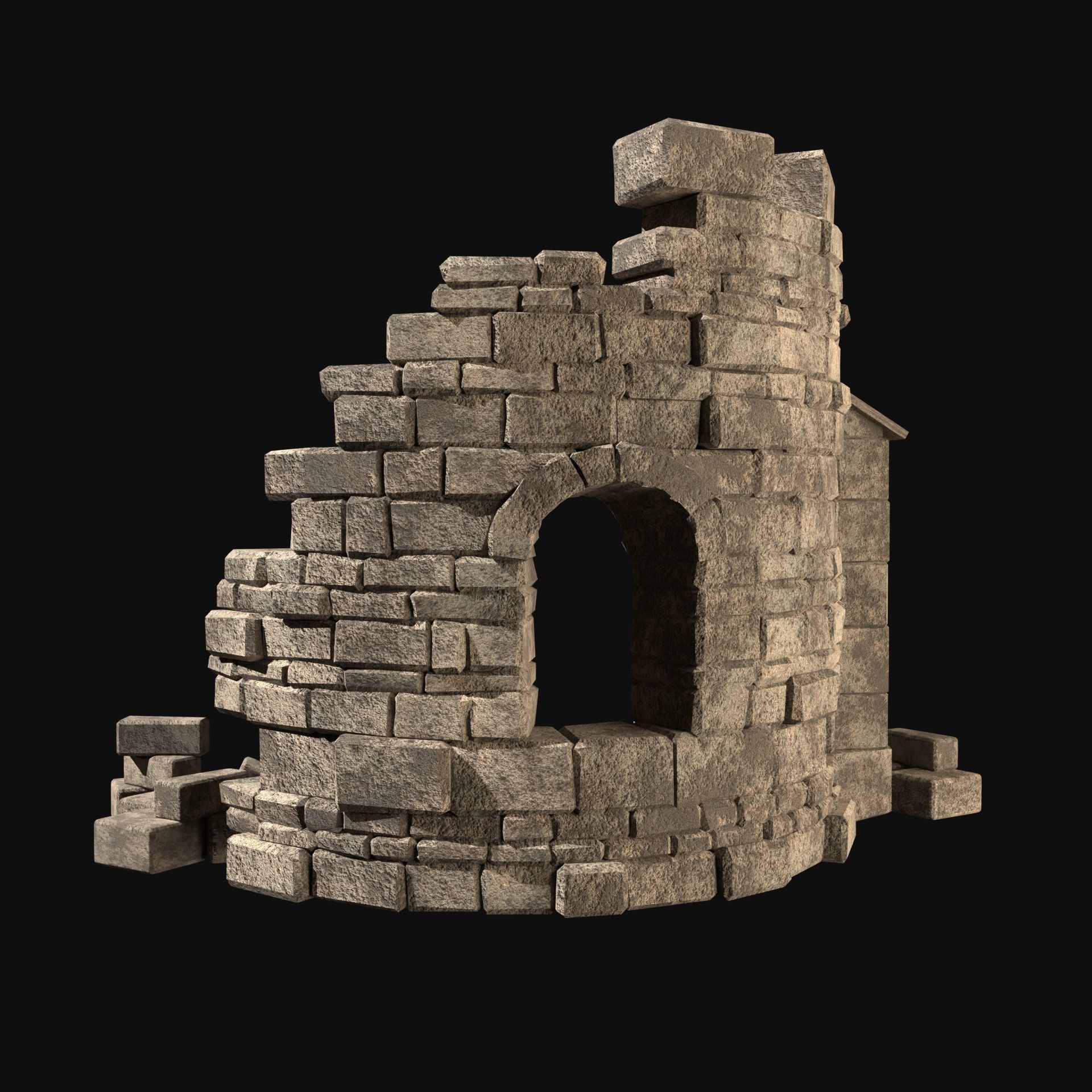 MEDIEVAL ANCIENT CASTLE RUIN RUINS WALLS TOWER WALL COLLECTION Low-poly 3D model_10