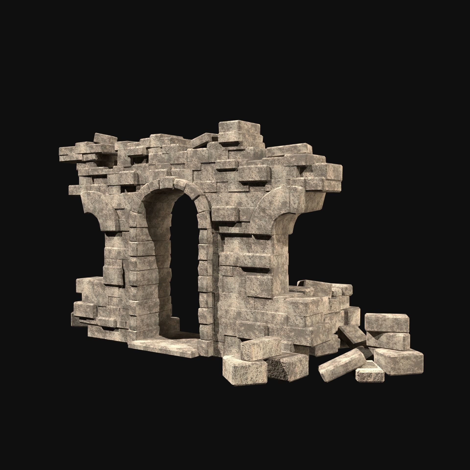 MEDIEVAL ANCIENT CASTLE RUIN RUINS WALLS TOWER WALL COLLECTION Low-poly 3D model_15