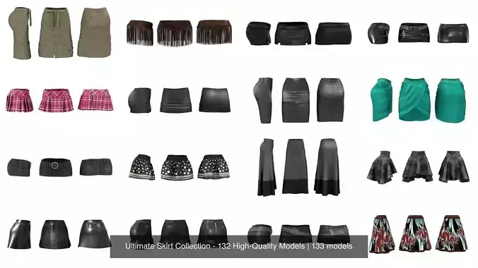 Ultimate Skirt Collection - 132 High-Quality Models 