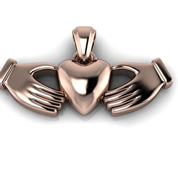 Heart Charm Pendant Necklace Two Hands Forming a Heart Shape 3D print model_2