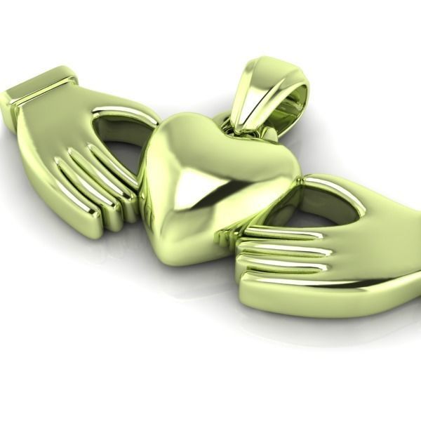 Heart Charm Pendant Necklace Two Hands Forming a Heart Shape 3D print model_5