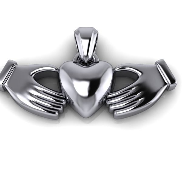 Heart Charm Pendant Necklace Two Hands Forming a Heart Shape 3D print model_3