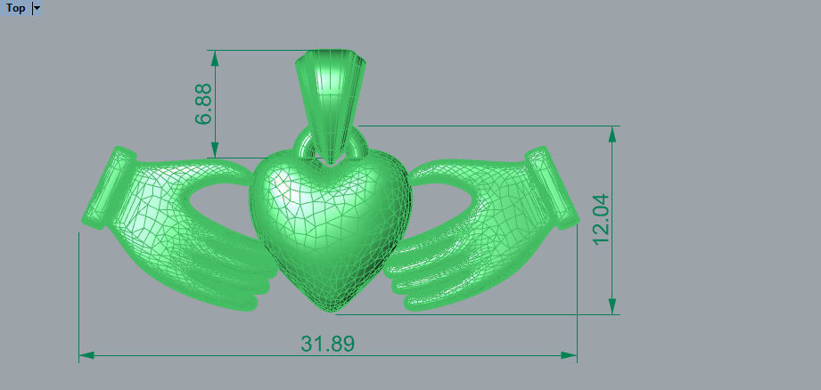Heart Charm Pendant Necklace Two Hands Forming a Heart Shape 3D print model_14