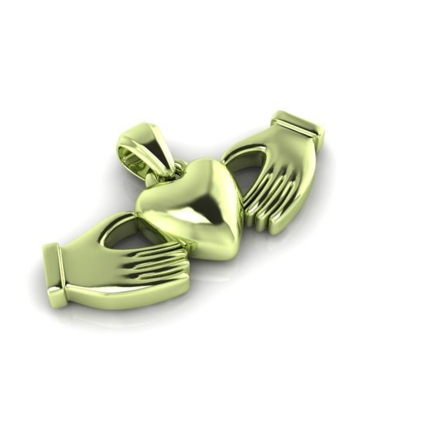 Heart Charm Pendant Necklace Two Hands Forming a Heart Shape 3D print model_6