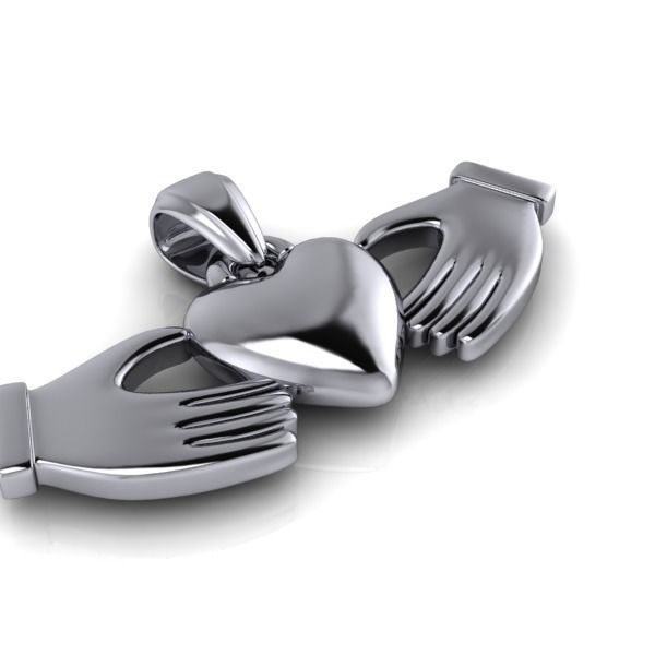 Heart Charm Pendant Necklace Two Hands Forming a Heart Shape 3D print model_12