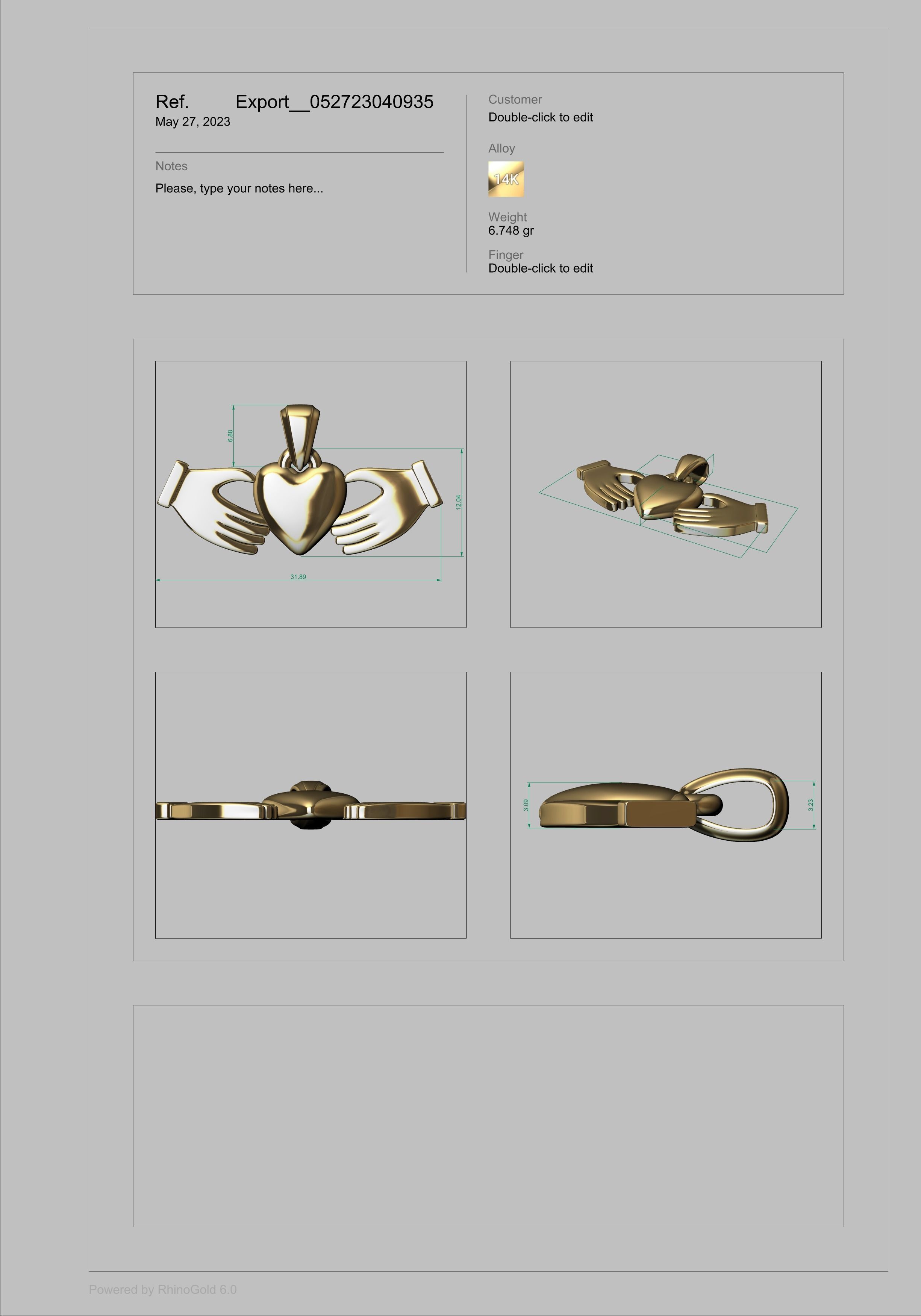 Heart Charm Pendant Necklace Two Hands Forming a Heart Shape 3D print model_18