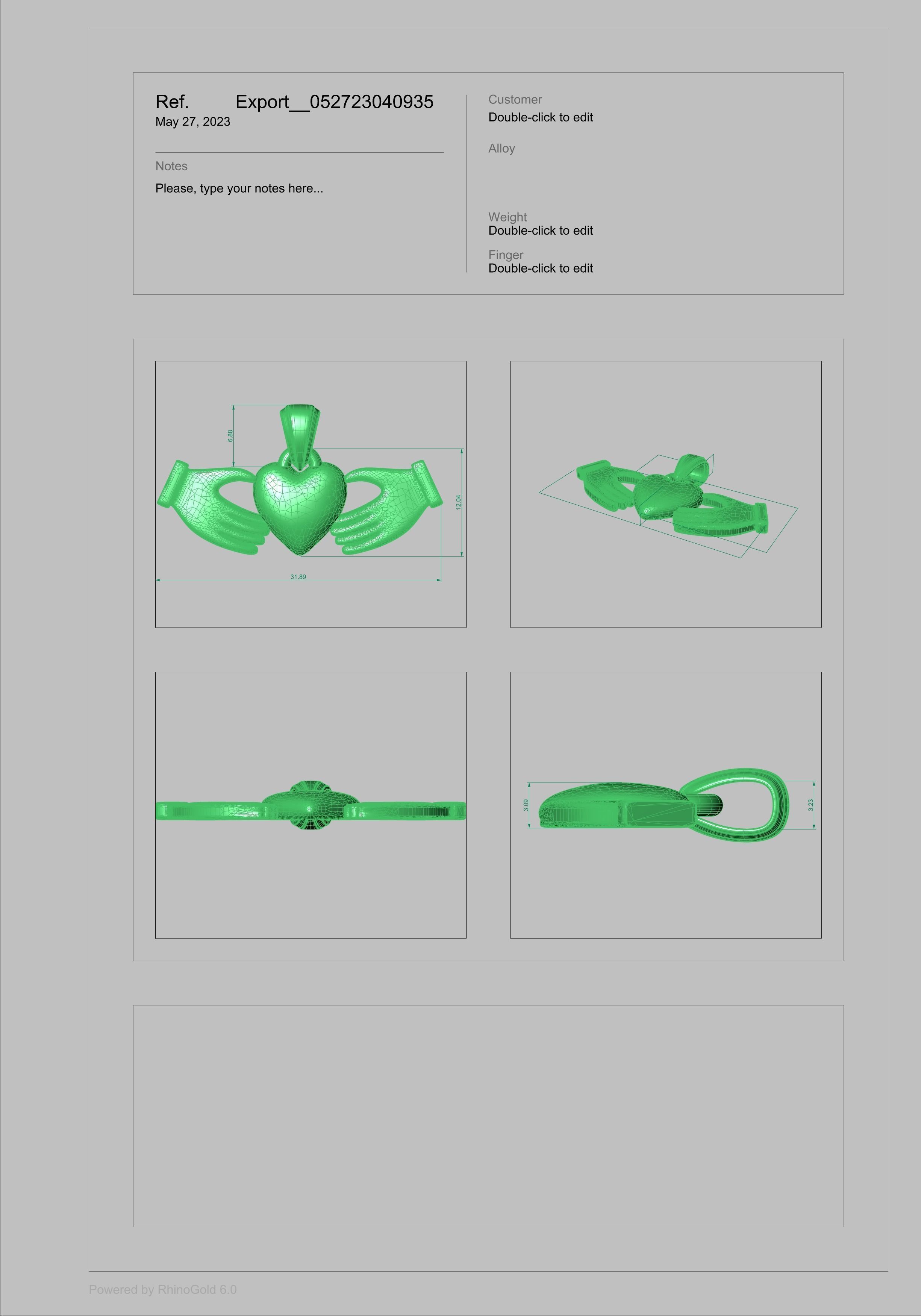 Heart Charm Pendant Necklace Two Hands Forming a Heart Shape 3D print model_16