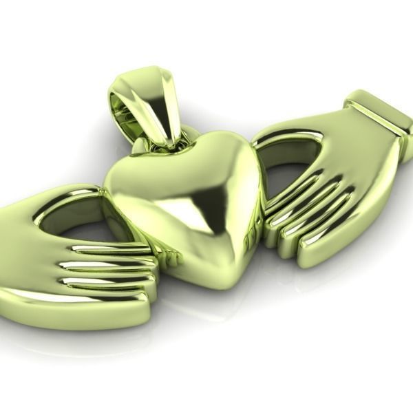 Heart Charm Pendant Necklace Two Hands Forming a Heart Shape 3D print model_7