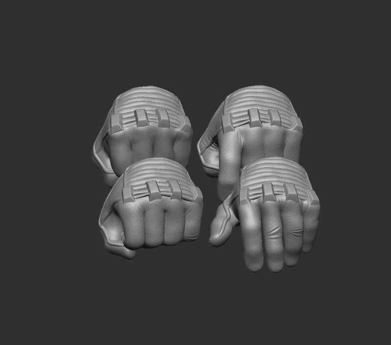 Gloved Hands Set of 4 - Hands for Action Figures 3D print model 3D print model_2