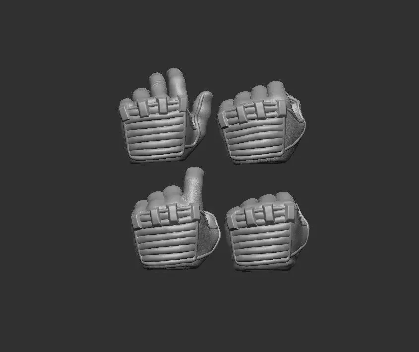 Gloved Hands Set of 4 - Hands for Action Figures 3D print model 3D print model_0