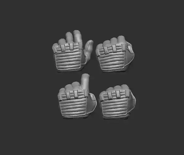 Gloved Hands Set of 4 - Hands for Action Figures 3D print model 3D print model