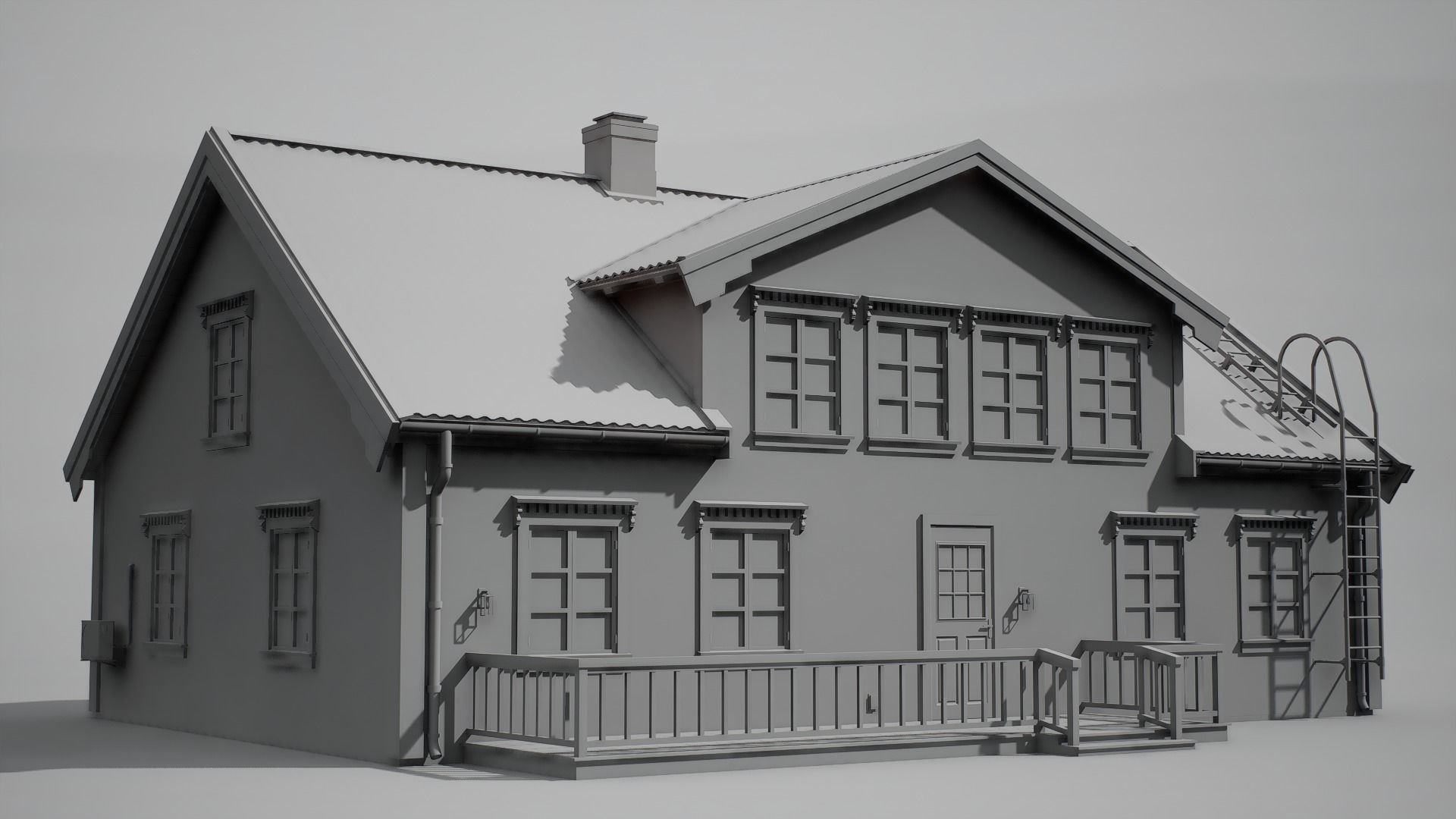 White House Low-poly 3D model_13