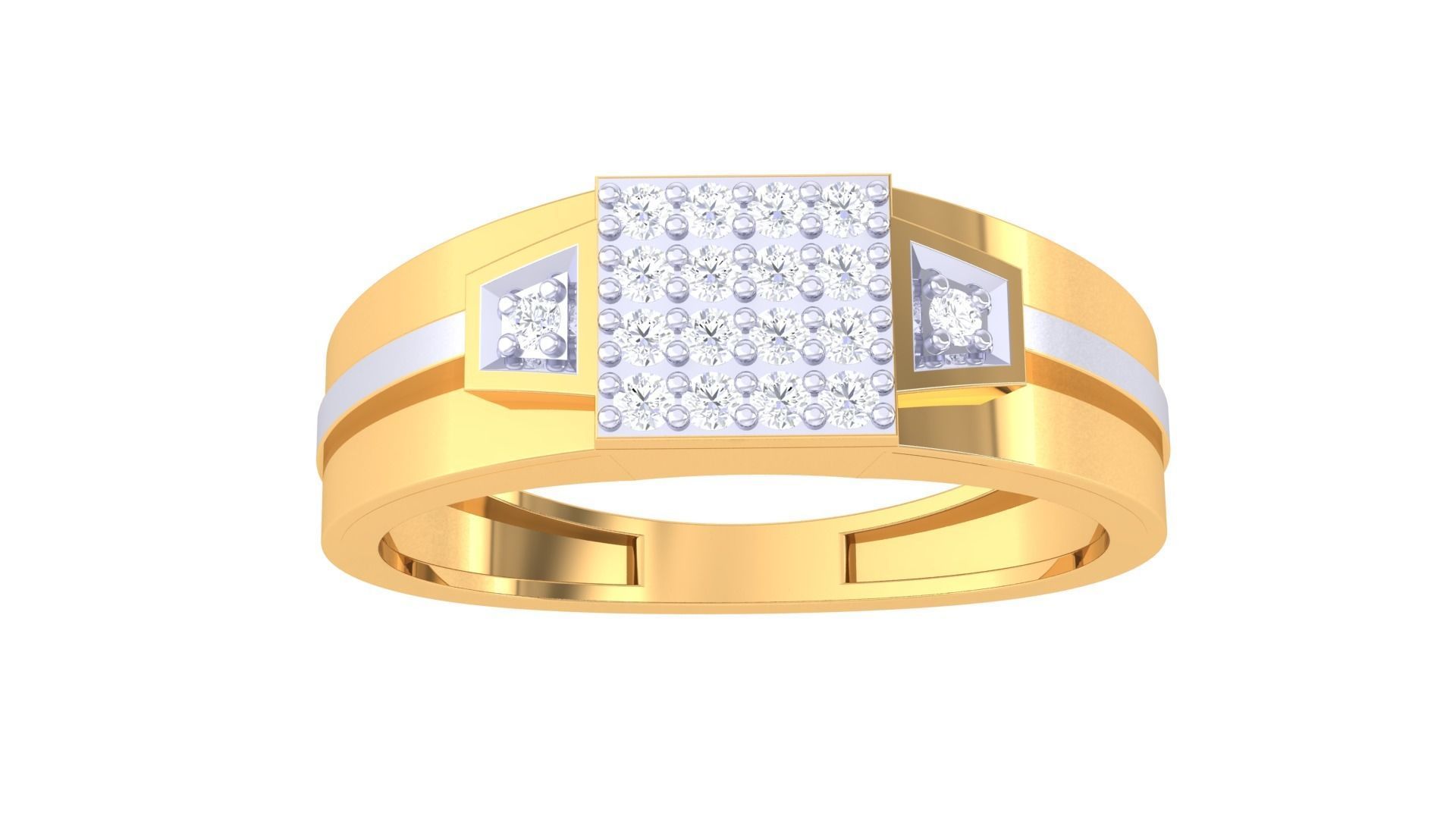 Men Groom Gents Diamond Ring 3dm stl obj mtl 3mf igs 3D print model_4