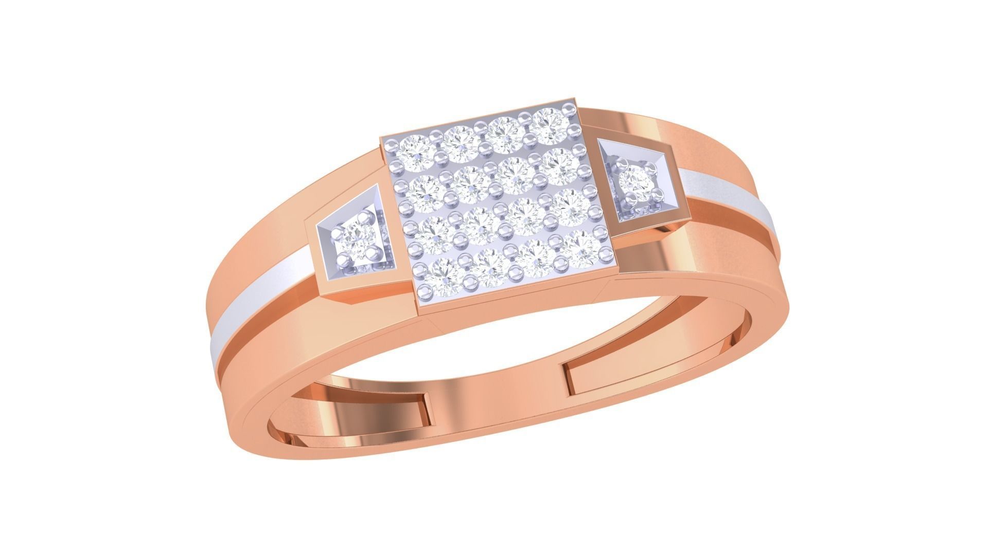 Men Groom Gents Diamond Ring 3dm stl obj mtl 3mf igs 3D print model_5