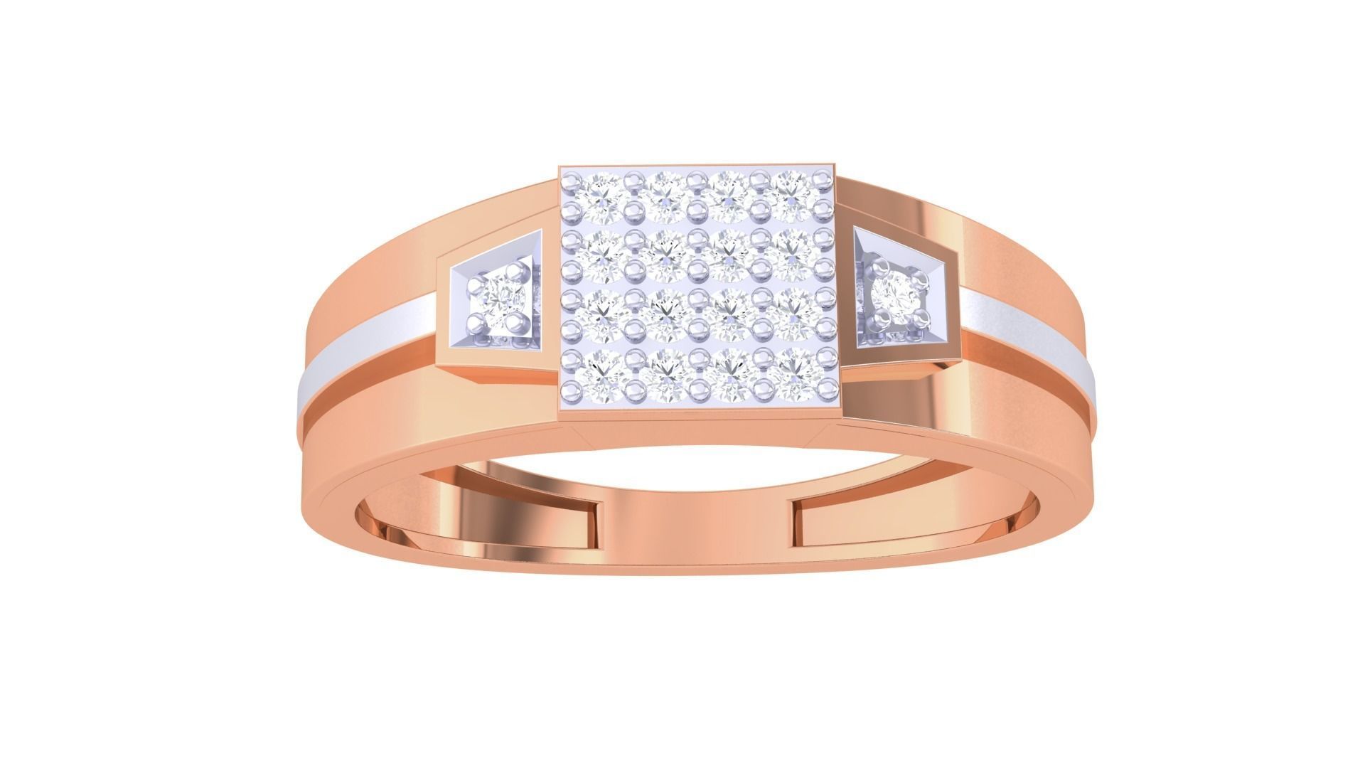 Men Groom Gents Diamond Ring 3dm stl obj mtl 3mf igs 3D print model_6