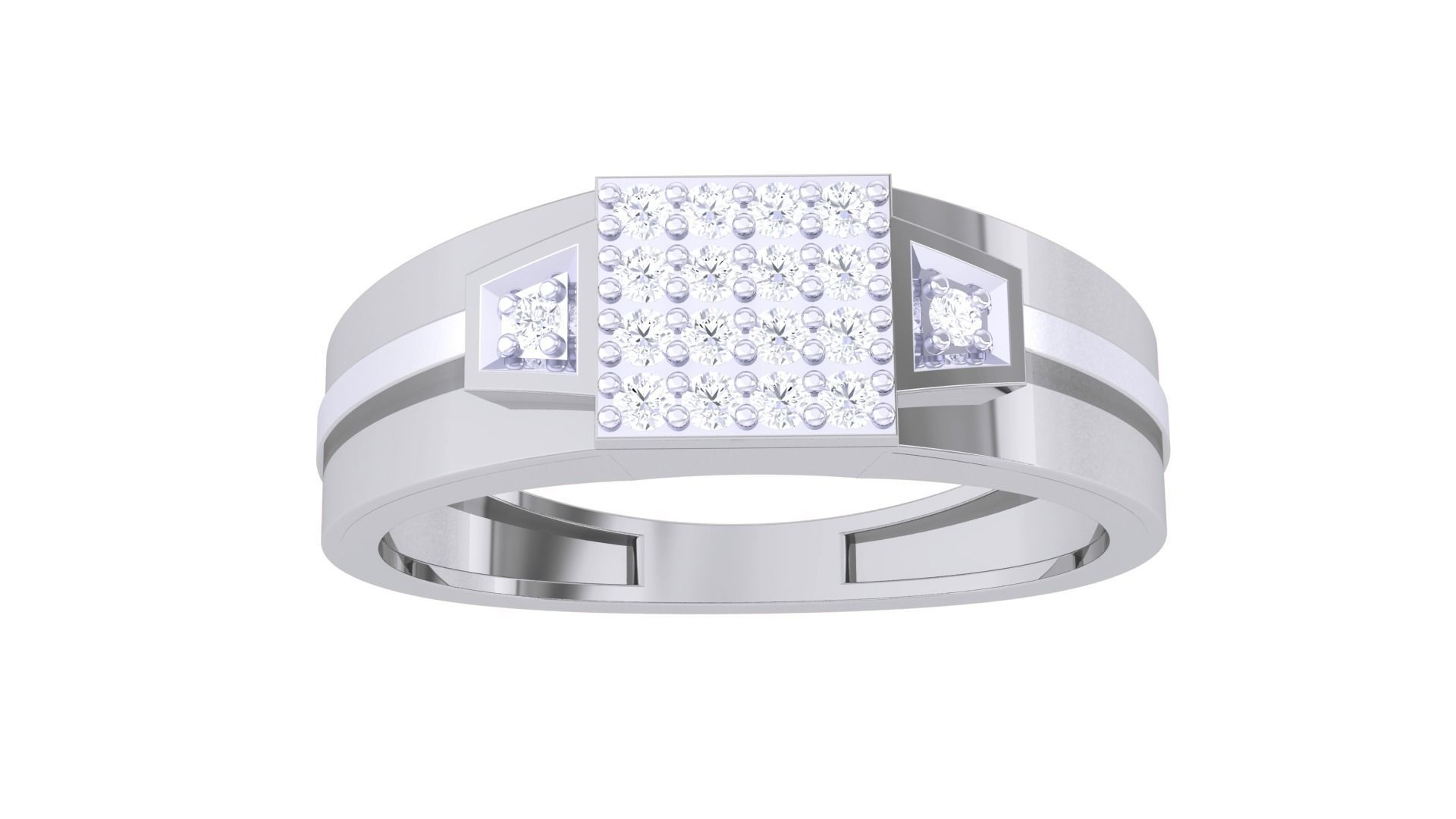 Men Groom Gents Diamond Ring 3dm stl obj mtl 3mf igs 3D print model_7