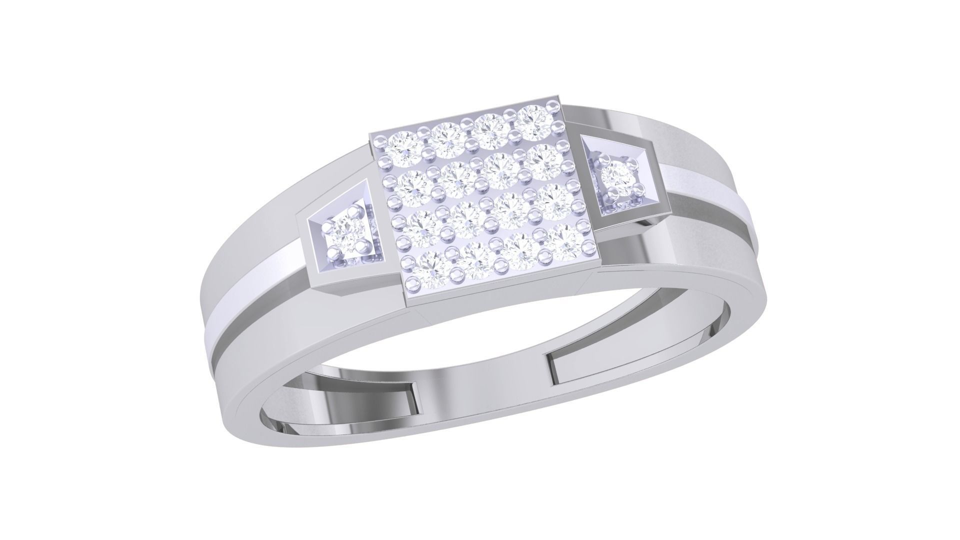 Men Groom Gents Diamond Ring 3dm stl obj mtl 3mf igs 3D print model_2